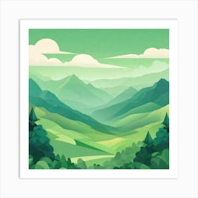 Misty mountains background in green tone 166 Art Print