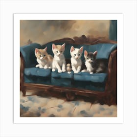 Kittens On The Couch Art Print