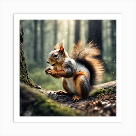 Squirrel In The Forest 49 Art Print