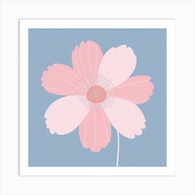 A White And Pink Flower In Minimalist Style Square Composition 146 Art Print