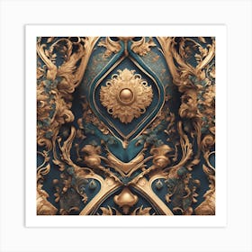 Gold And Blue Wallpaper Art Print