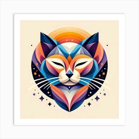 Ghost Low Poly Cat Art Print