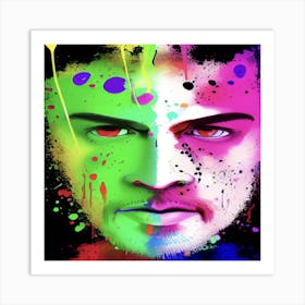 Man With Colourful Paint On His Face Art Print