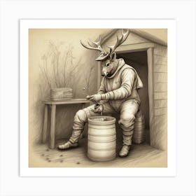 Deer In A Barrel Art Print