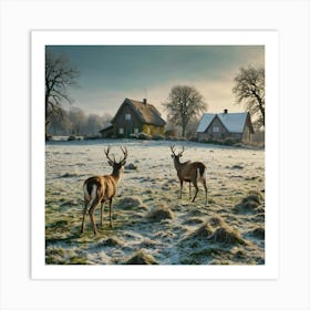 Two Deer In A Field Art Print