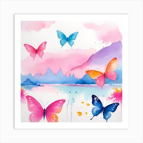 Watercolor Butterflies 4 Art Print