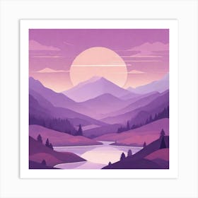 Misty mountains background in purple tone 3 Art Print