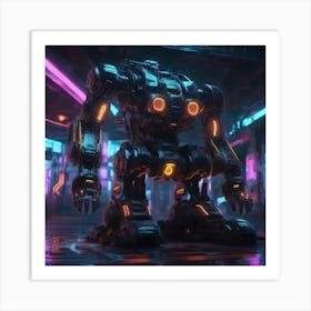 Robot In A Futuristic City 2 Art Print