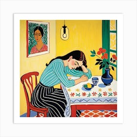 Woman At The Table 3 Art Print