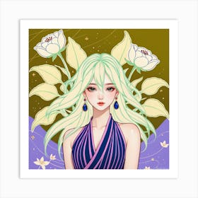 Lotus Flower Girl 2 Art Print