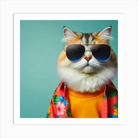 Cat Wearing Sunglasses Art Print