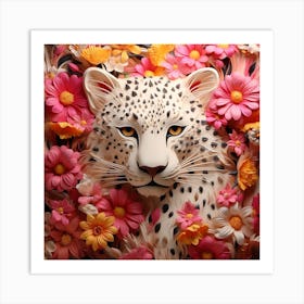 Leopard In Flowers 1 Art Print