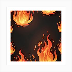 Flames On Black Background 1 Art Print