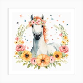 Floral Baby Horse Nursery Illustration (17) 1 Art Print