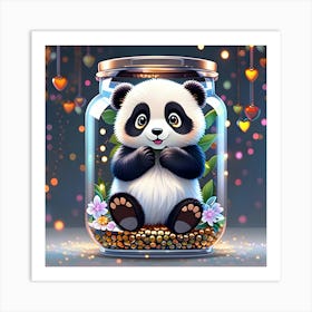 Panda Bear In A Jar Art Print