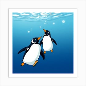 Penguins Underwater Art Print