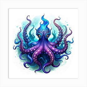 Fiery Purple Octopus Art Print