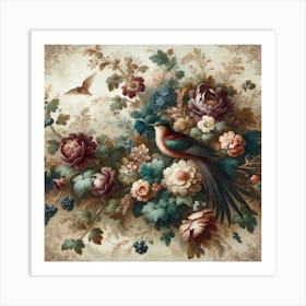 Bird And Flowers Art Print Art Print