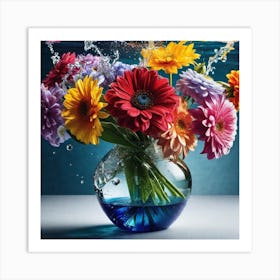 Colorful Flowers In A Vase 12 Art Print