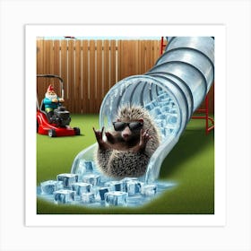 Hedgehog In A Slide Art Print