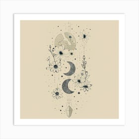 Minimalist Boho Celestial Moon 5 Art Print