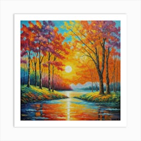 Sunset By The River 1 Art Print