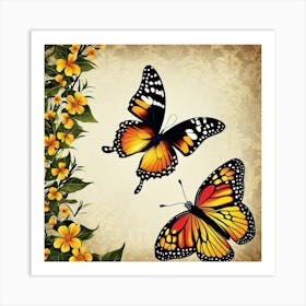 Butterflies And Flowers 8 Art Print