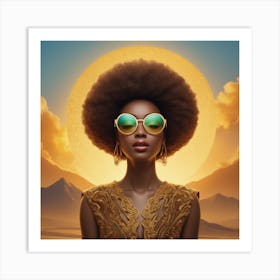 Afro-American Woman With Sunglasses Art Print