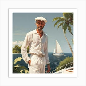 Man On A Boat 1 Art Print