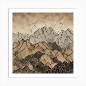 Vintage Abstract Mountain Range Art Print