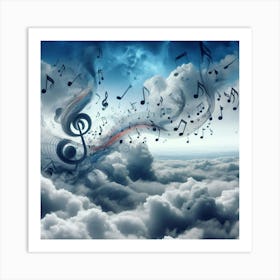 Music Notes In The Clouds Art Print