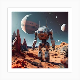 Robot In Space Art Print