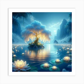 Lotus Tree In Water Art Print