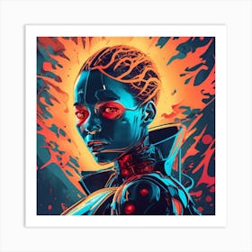 Femalw Cyborg Spawn Black And Blue Intense Dyn Art Print