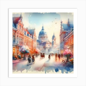 Watercolor Of A City 3 Art Print