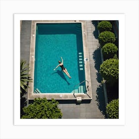 Woman Swimming In A Pool Art Print