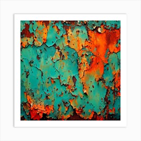 Enhanced Cracked and Rusted Paint Texture Surface: A Captivating Visual Experience. Art Print