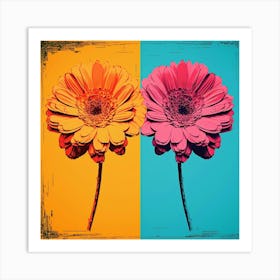 Andy Warhol Style Pop Art Flowers Calendula 4 Square Art Print