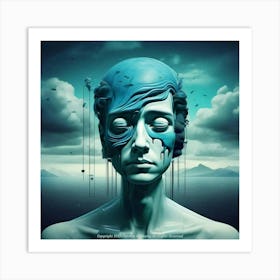 Woman With A Blue Face Art Print