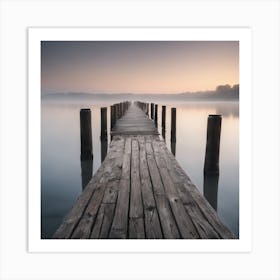 967451 A Wooden Pier At Misty Dawn In A Still Sea Xl 1024 V1 0 1 Art Print