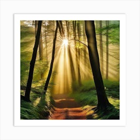 Sunrise In The Forest 35 Art Print