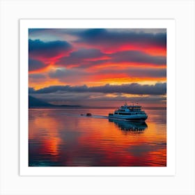 Sunset On A Ferry 2 Art Print