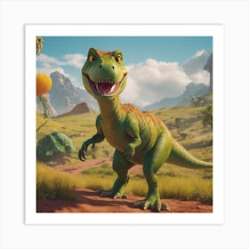 Dinosaur In The Grass Art Print