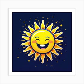 Lovely smiling sun on a blue gradient background 117 Art Print