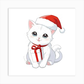 Santa Cat Art Print