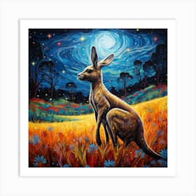 Kangaroo At Night Art Print