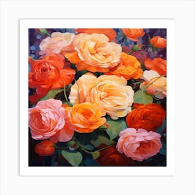 Orange Roses Art Print