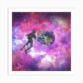 Astronaut Earth Space Planet Universe Fantasy Astronomy Globe Nasa Moon Astronautics Art Print