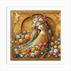Lady With Flowers Art Print
