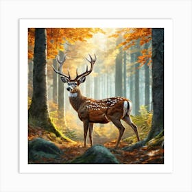 Deer In The Forest 183 Art Print